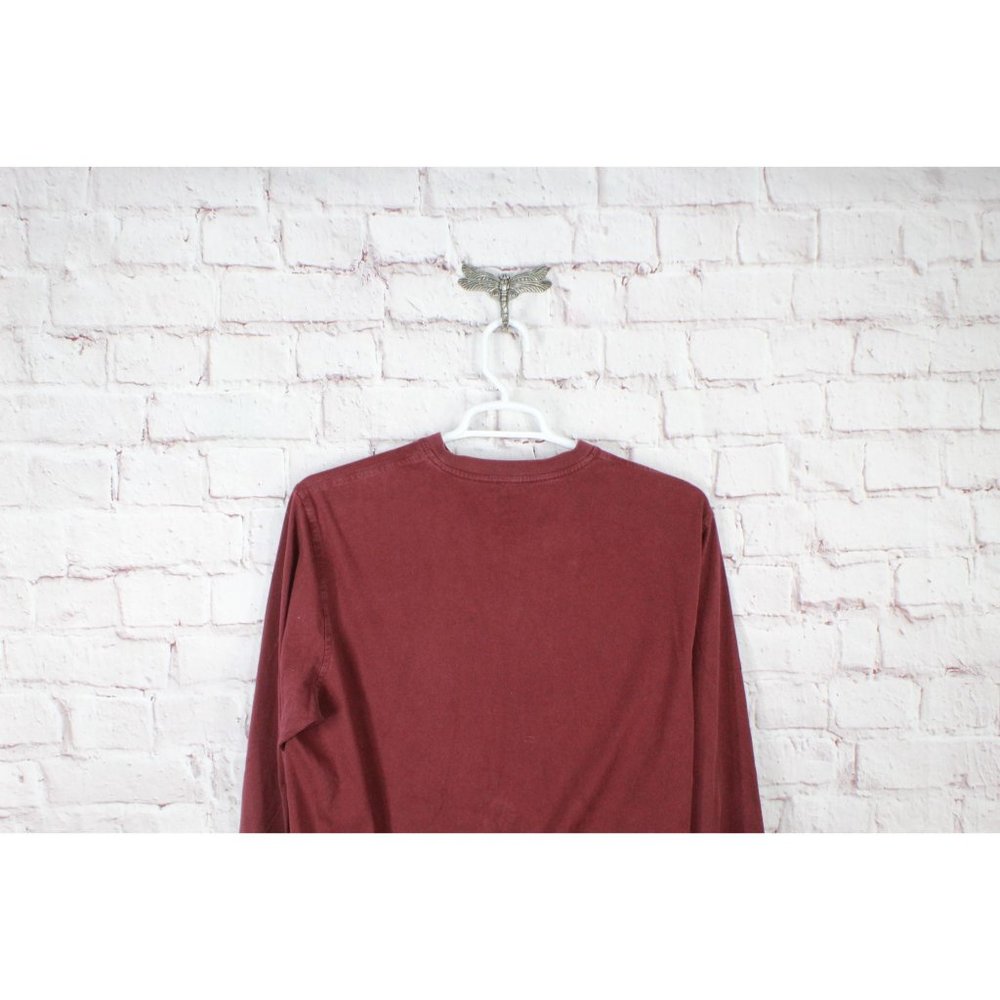 LL Bean Carefree Unshrinkable Tee Traditional Fit Long-Sleeve Henley Red L - Picture 7 of 9